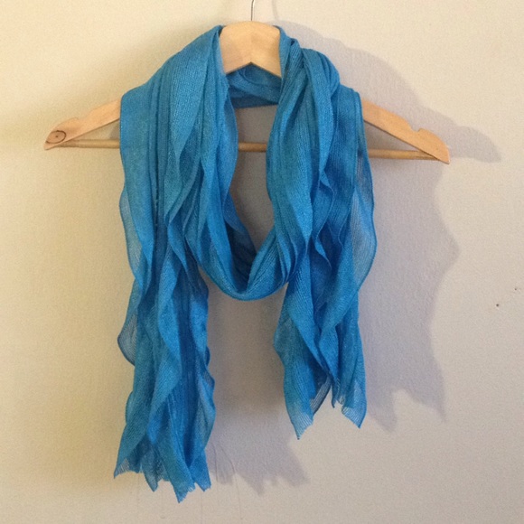 Turquoise Ruffled Scarf - Picture 1 of 8